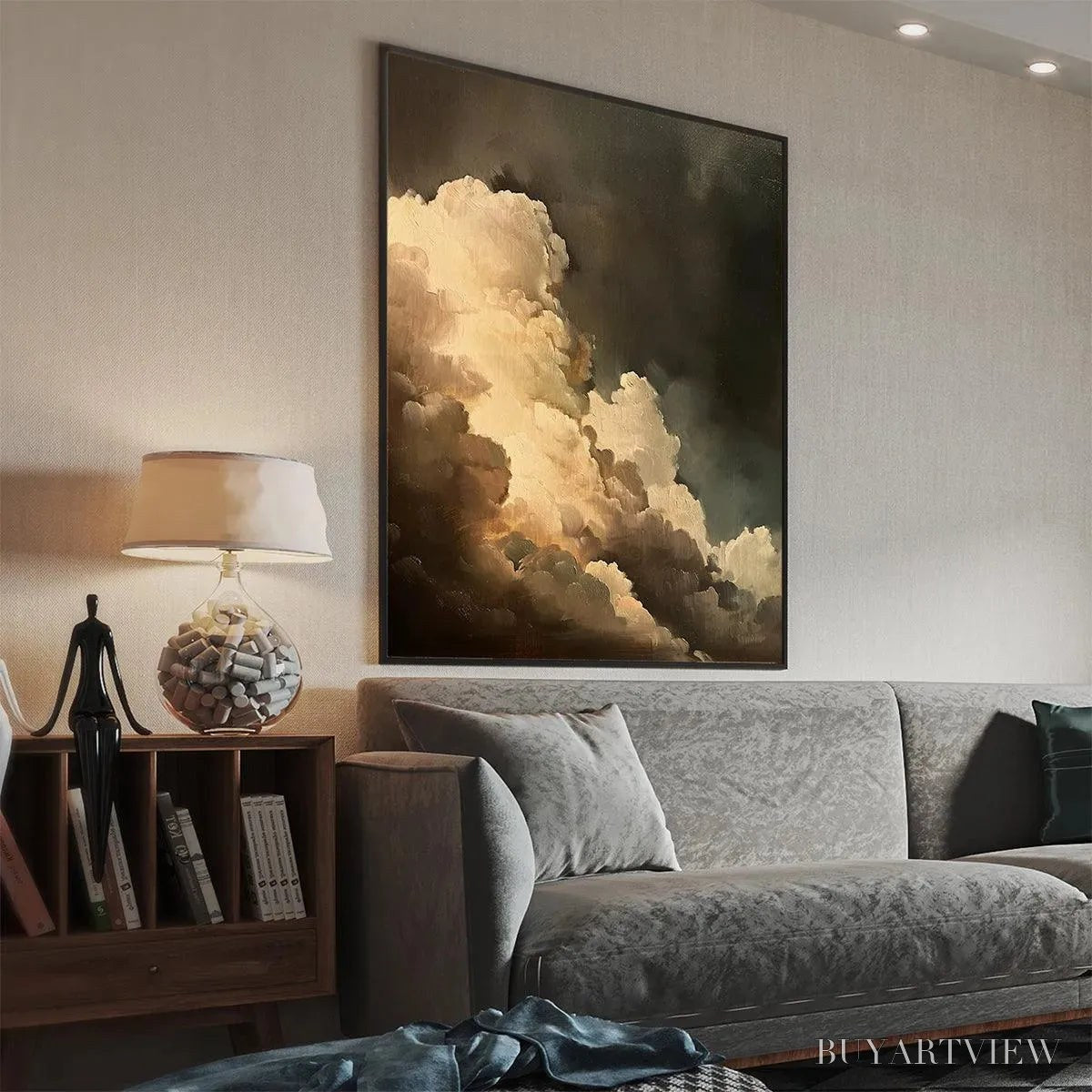 BUYARTVIEW Evening Clouds – Textured Cloudscape Painting, Vertical - image 4