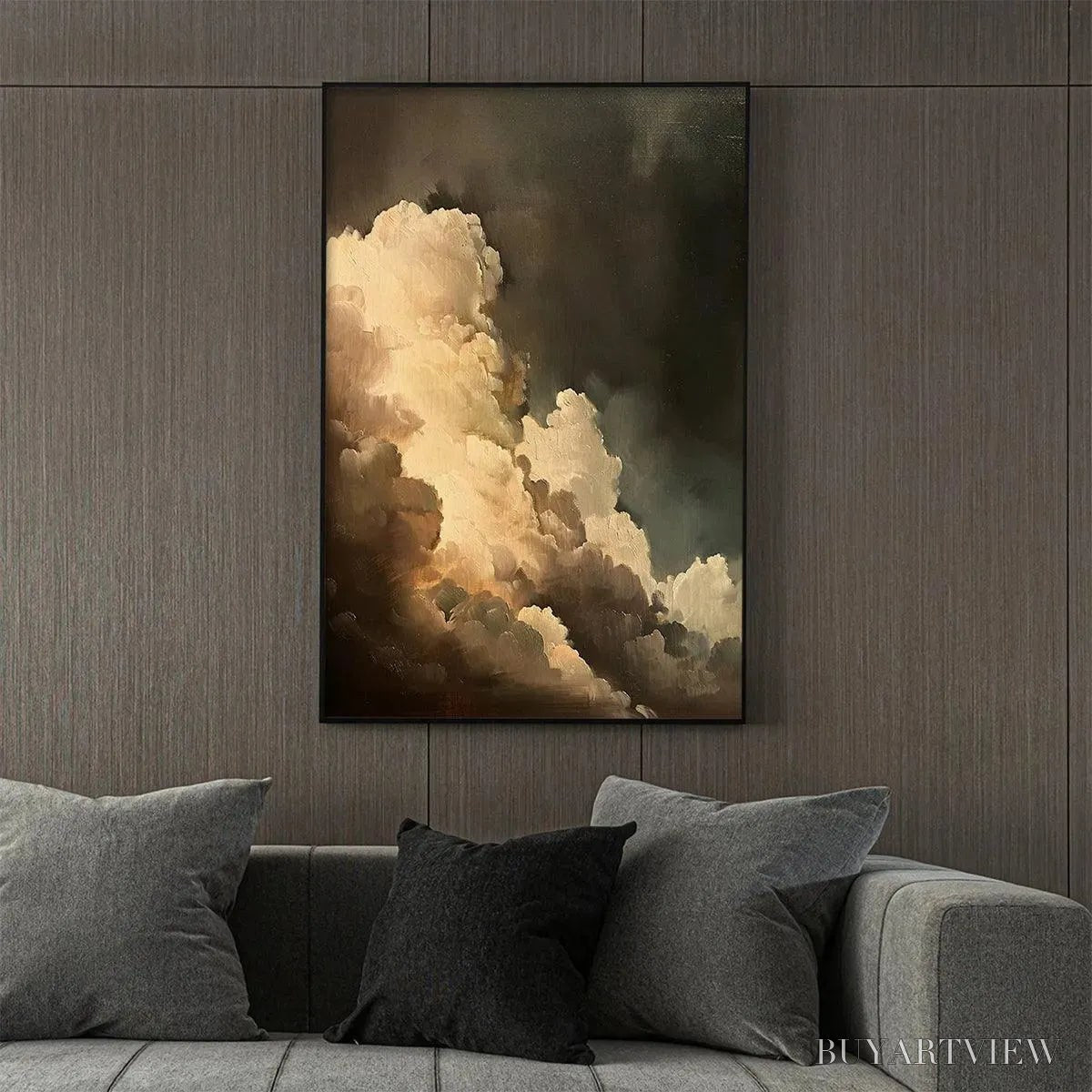 BUYARTVIEW Evening Clouds – Textured Cloudscape Painting, Vertical - image 5