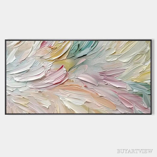 BUYARTVIEW Pastel Dream – Textured Abstract Painting in Soft Hues, Horizontal - image 1