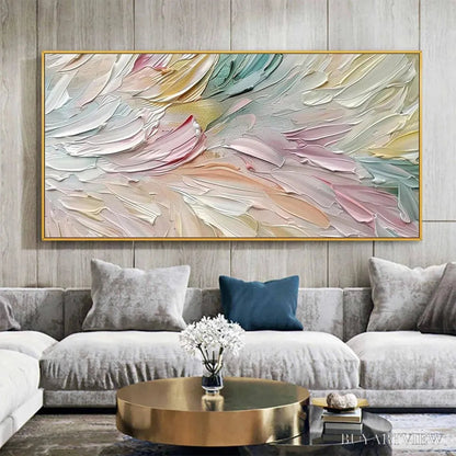 BUYARTVIEW Pastel Dream – Textured Abstract Painting in Soft Hues, Horizontal - image 2