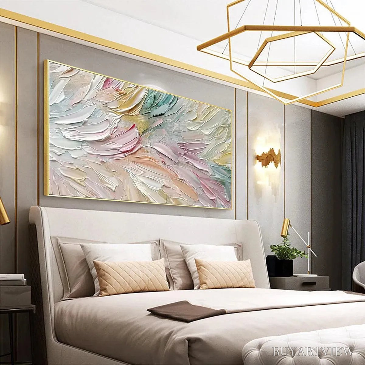 BUYARTVIEW Pastel Dream – Textured Abstract Painting in Soft Hues, Horizontal - image 4