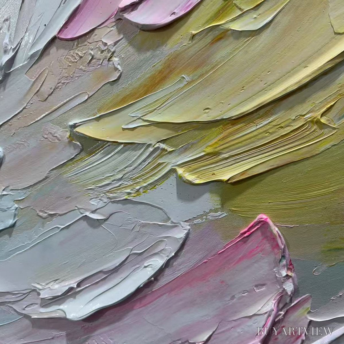 BUYARTVIEW Pastel Dream – Textured Abstract Painting in Soft Hues, Horizontal - image 5