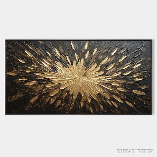 BUYARTVIEW Golden Burst – Textured Abstract Painting in Gold and Black - image 1