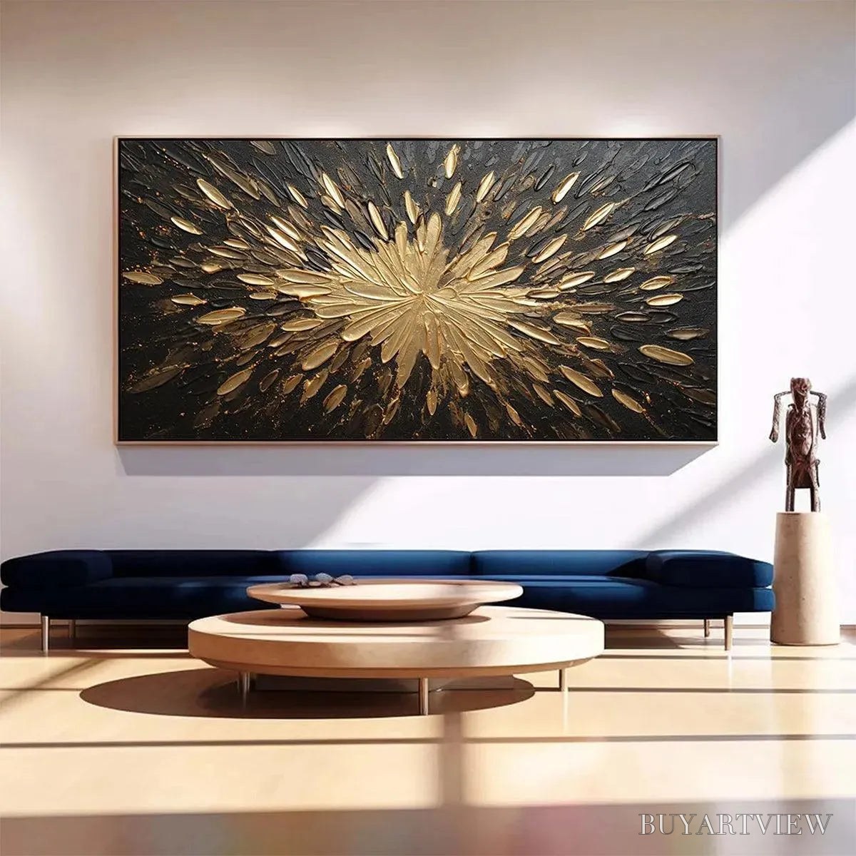 BUYARTVIEW Golden Burst – Textured Abstract Painting in Gold and Black - image 2