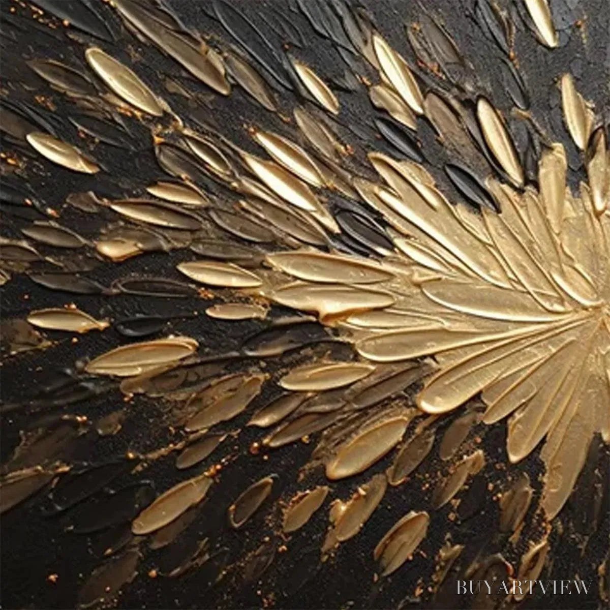 BUYARTVIEW Golden Burst – Textured Abstract Painting in Gold and Black - image 3