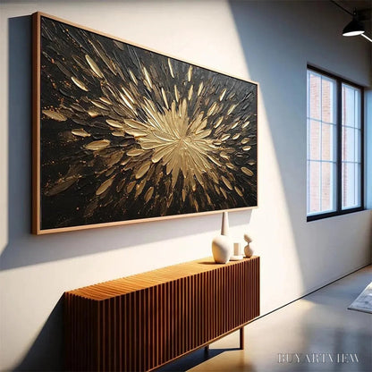 BUYARTVIEW Golden Burst – Textured Abstract Painting in Gold and Black - image 4