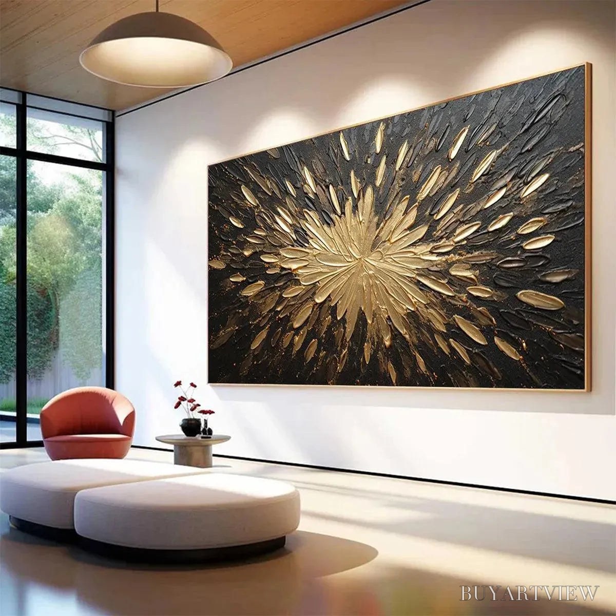 BUYARTVIEW Golden Burst – Textured Abstract Painting in Gold and Black - image 5