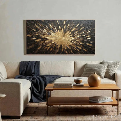 BUYARTVIEW Golden Burst – Textured Abstract Painting in Gold and Black - image 6