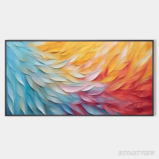BUYARTVIEW Golden Waves – Textured Abstract Painting, Horizontal - image 1