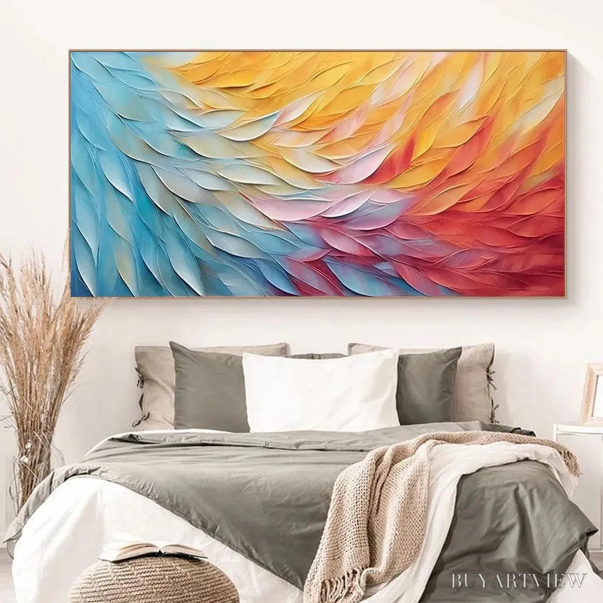 BUYARTVIEW Golden Waves – Textured Abstract Painting, Horizontal - image 2