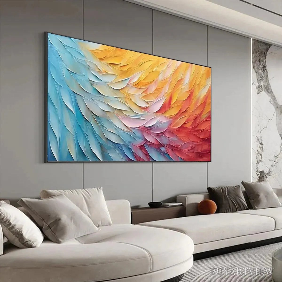 BUYARTVIEW Golden Waves – Textured Abstract Painting, Horizontal - image 5