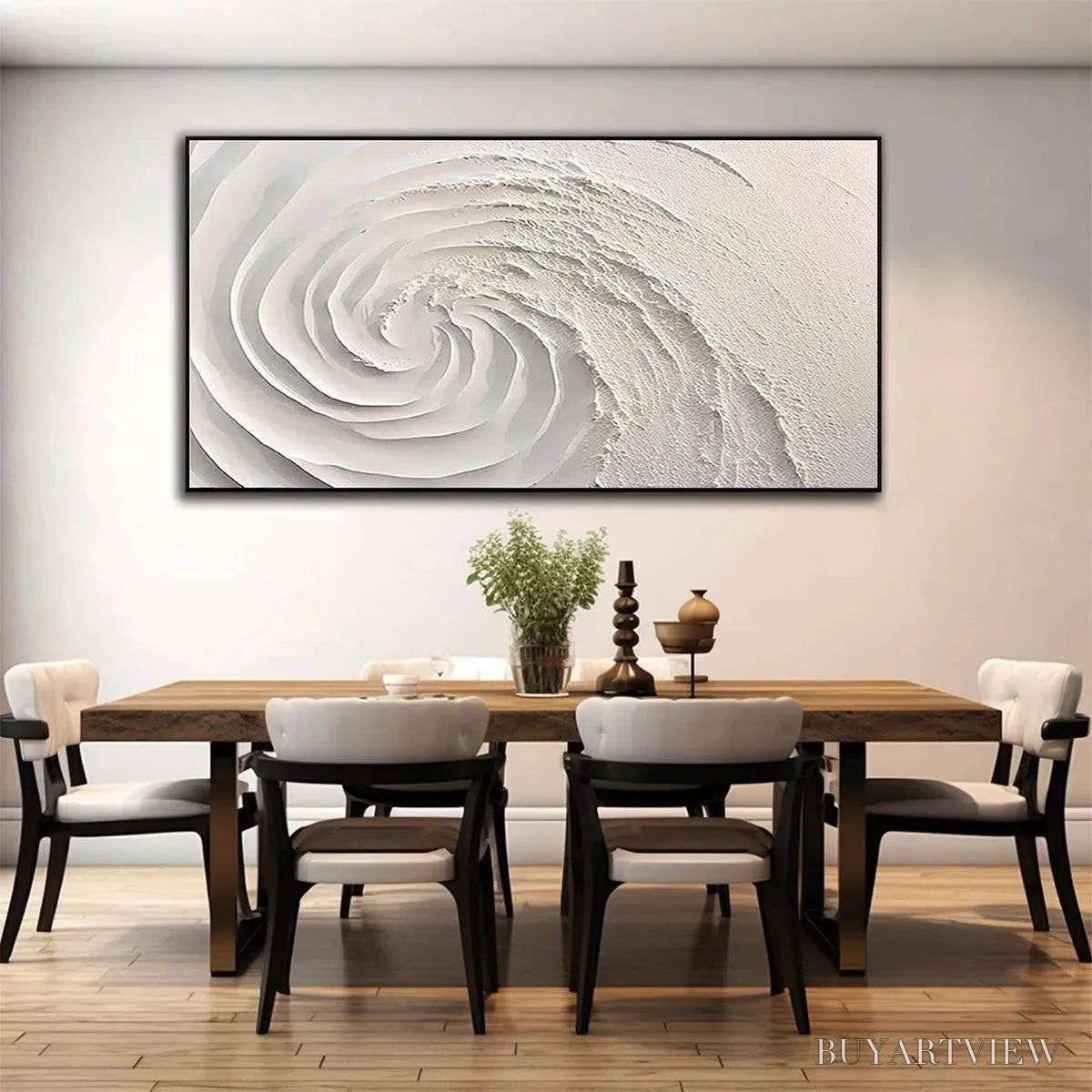 BUYARTVIEW Whirlwind – Textured White Abstract Swirl Painting - image 5