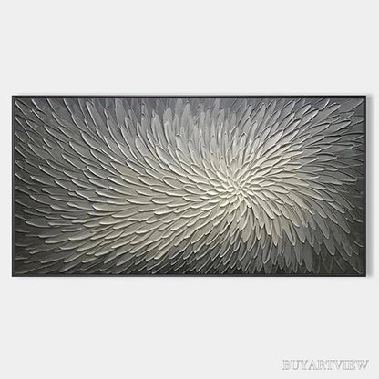 BUYARTVIEW Silver Swirl – Textured Abstract Painting in Grey and White - image 1