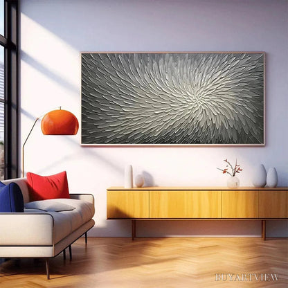 BUYARTVIEW Silver Swirl – Textured Abstract Painting in Grey and White - image 2
