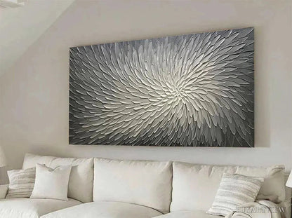 BUYARTVIEW Silver Swirl – Textured Abstract Painting in Grey and White - image 4