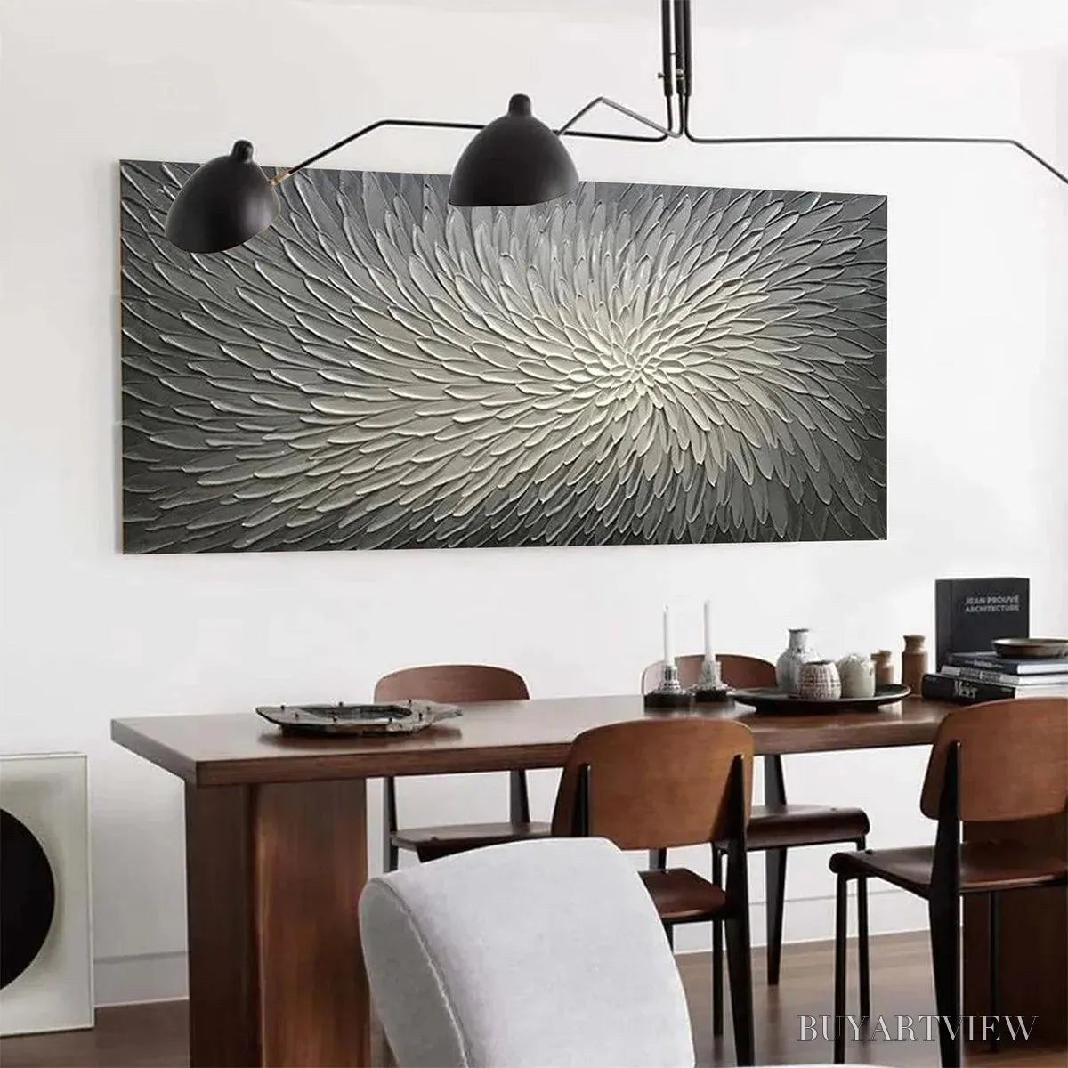 BUYARTVIEW Silver Swirl – Textured Abstract Painting in Grey and White - image 5