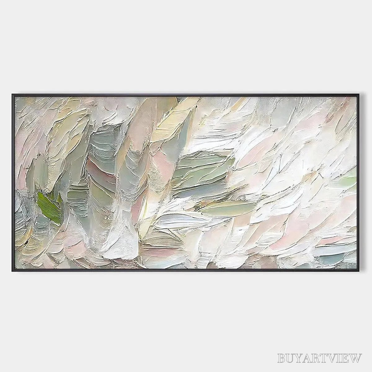 BUYARTVIEW Pink Whispers – Textured Abstract Painting in Pink and Green - image 1