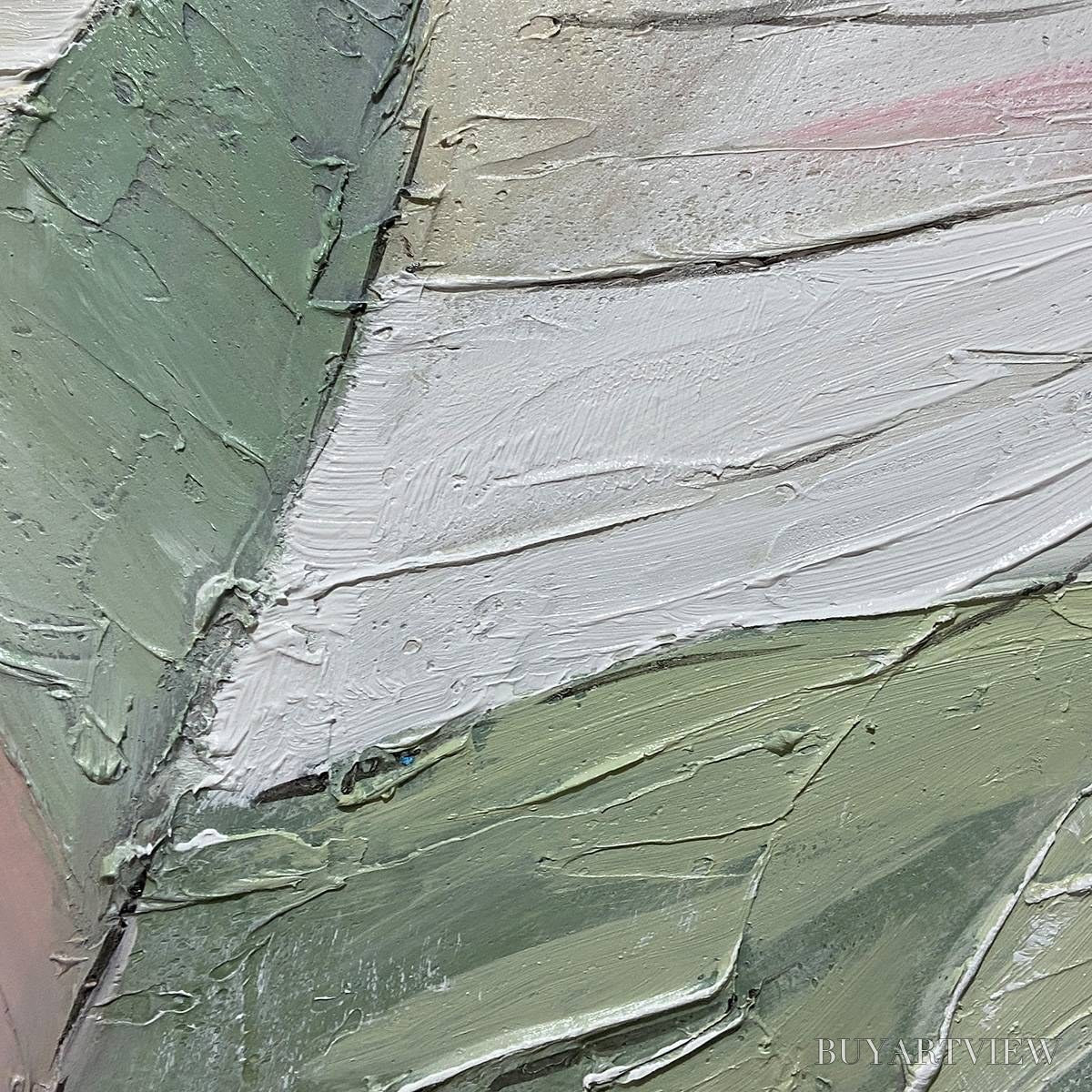 BUYARTVIEW Pink Whispers – Textured Abstract Painting in Pink and Green - image 3