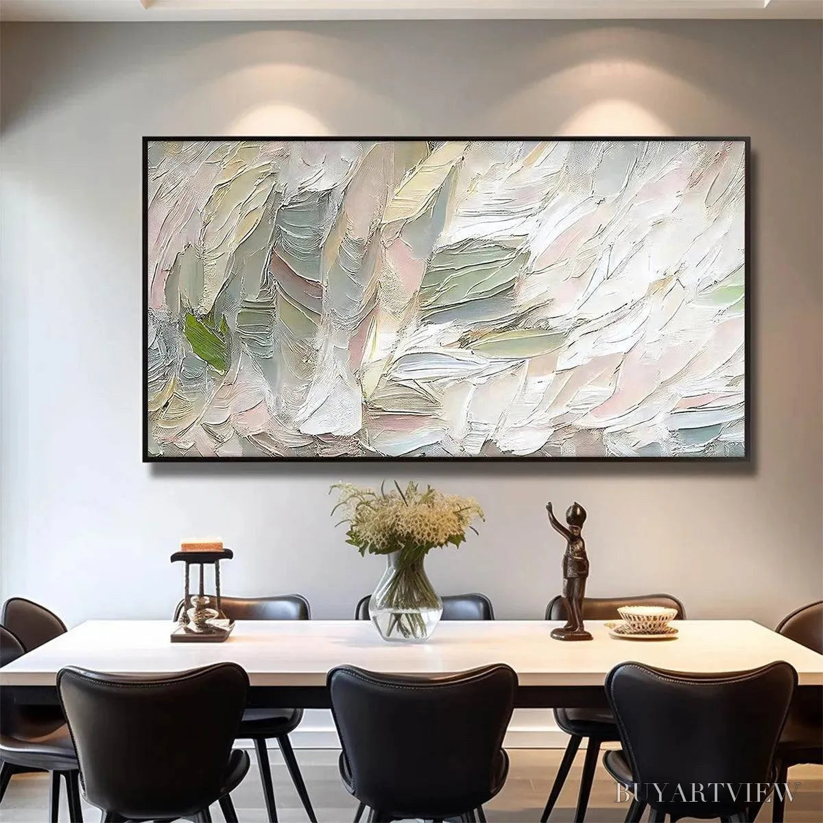 BUYARTVIEW Pink Whispers – Textured Abstract Painting in Pink and Green - image 5