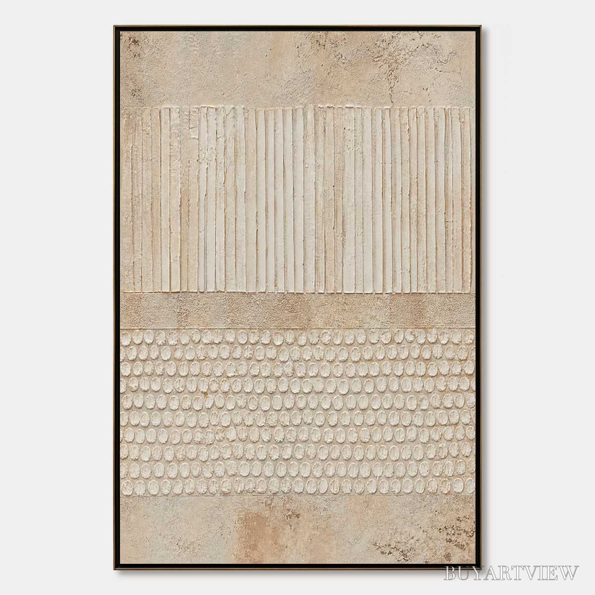BUYARTVIEW Earthen Rhythm – Vertical Wabi-Sabi Textured Abstract - image 1
