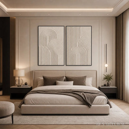 BUYARTVIEW Continuum – Beige Textured Minimalist Wabi-Sabi Abstract Diptych - image 4