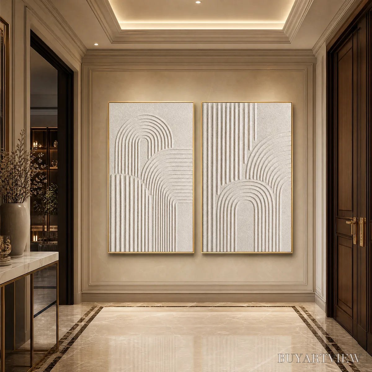 BUYARTVIEW Continuum – Beige Textured Minimalist Wabi-Sabi Abstract Diptych - image 5