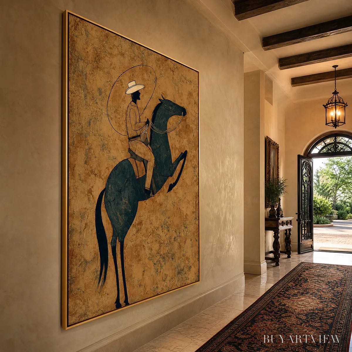 BUYARTVIEW Midnight Wrangler – Rustic Wabi Sabi Style Equestrian Painting - image 3