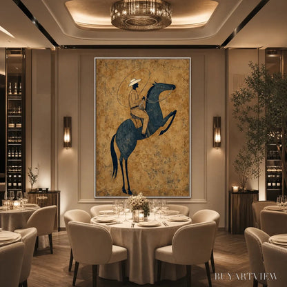 BUYARTVIEW Midnight Wrangler – Rustic Wabi Sabi Style Equestrian Painting - image 5