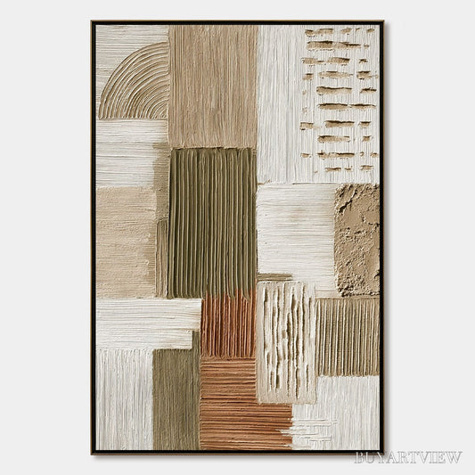 BUYARTVIEW Strata Textured Abstract Neutral Oil Painting for Modern - image 1