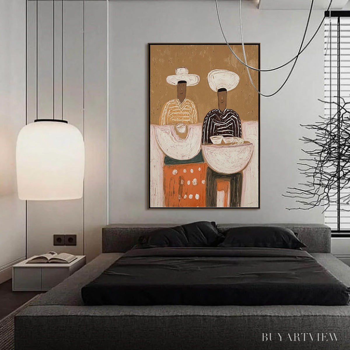 BUYARTVIEW the Sharing Bowl – Textured Wabi Sabi Painting of Shared Moments - image 4