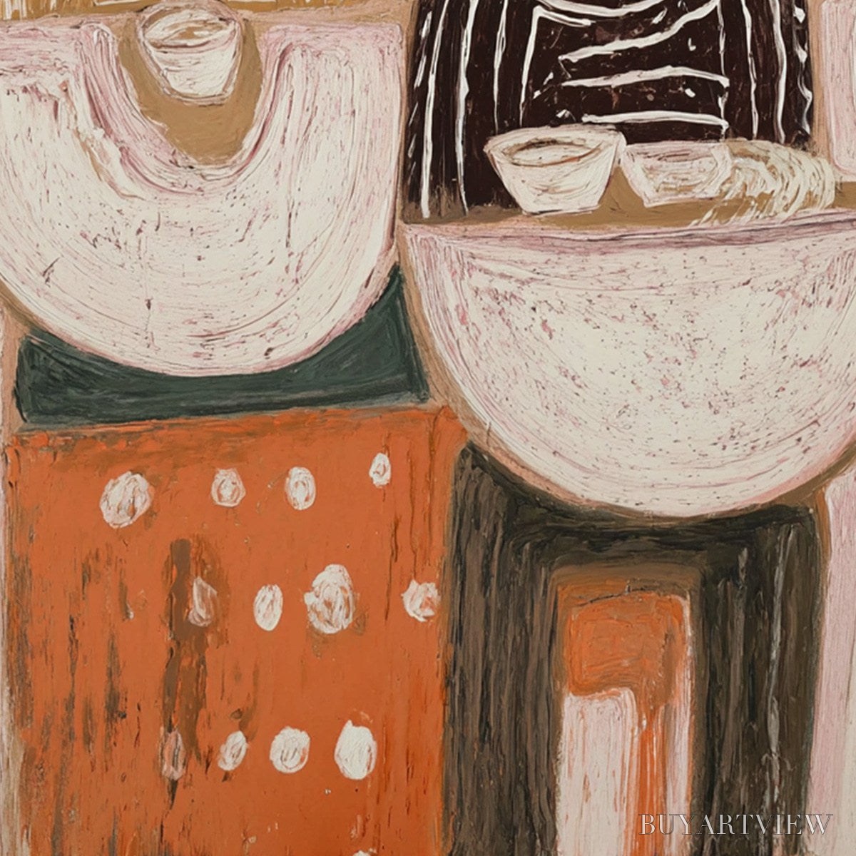 BUYARTVIEW the Sharing Bowl – Textured Wabi Sabi Painting of Shared Moments - image 5