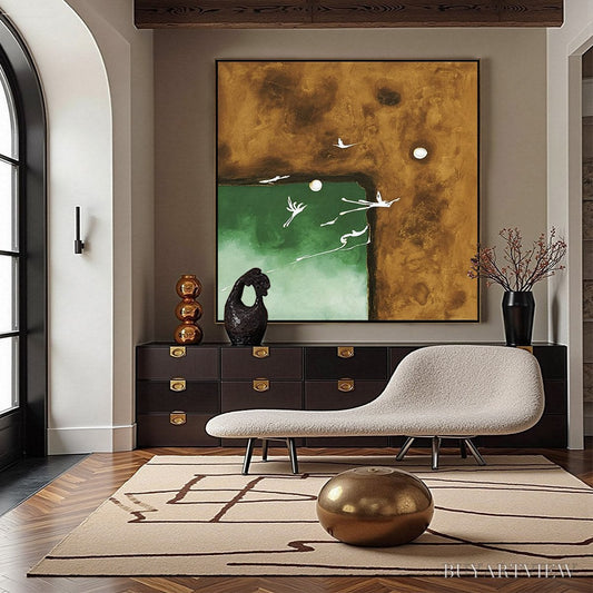 BUYARTVIEW Sojourn – Wabi Sabi Impasto Painting of an Avian Journey - image 2