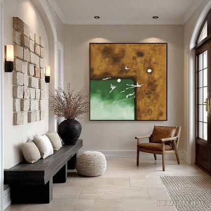BUYARTVIEW Sojourn – Wabi Sabi Impasto Painting of an Avian Journey - image 4