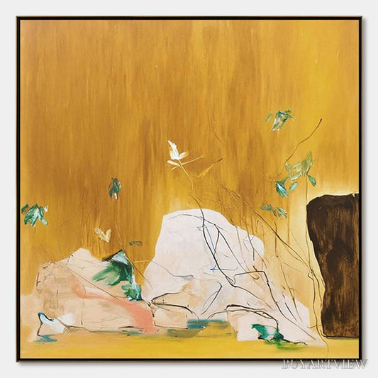BUYARTVIEW Ochre Sanctuary – Wabi-Sabi Abstract Painting with Earthy Tones - image 1