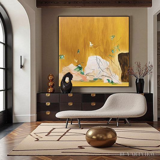 BUYARTVIEW Ochre Sanctuary – Wabi-Sabi Abstract Painting with Earthy Tones - image 2