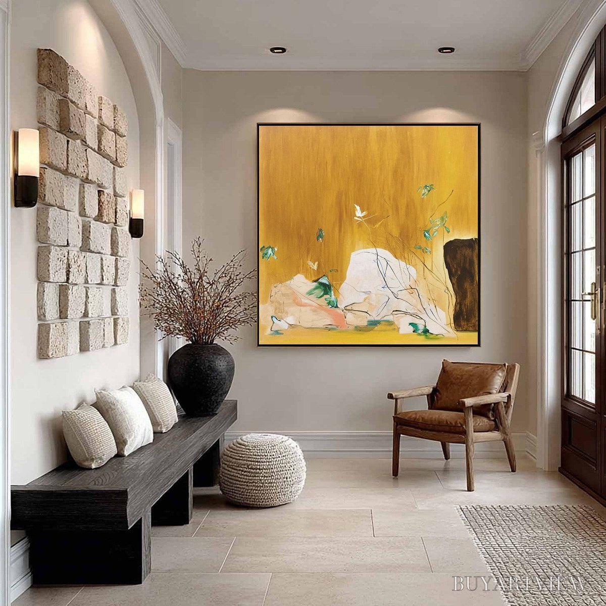 BUYARTVIEW Ochre Sanctuary – Wabi-Sabi Abstract Painting with Earthy Tones - image 4