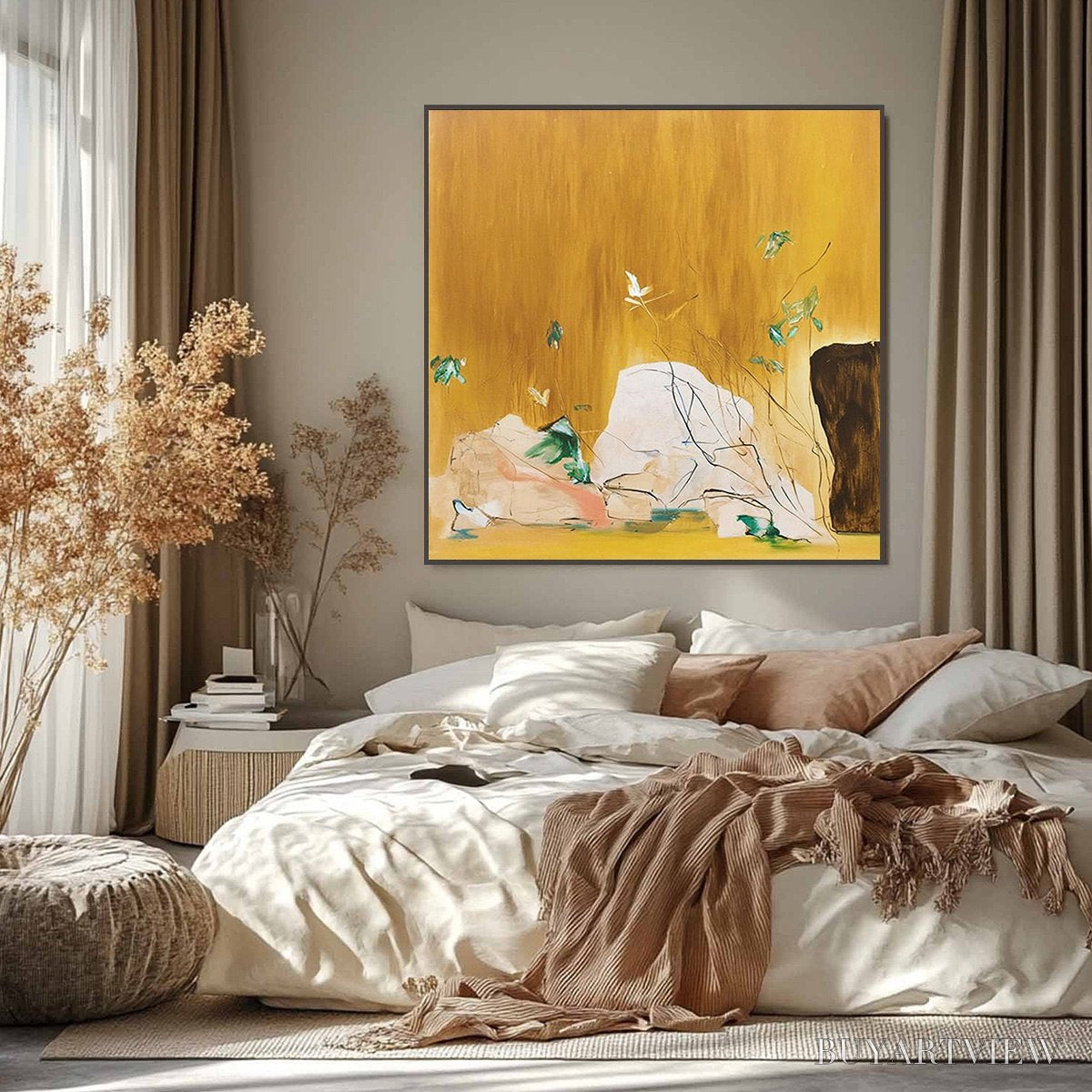 BUYARTVIEW Ochre Sanctuary – Wabi-Sabi Abstract Painting with Earthy Tones - image 6