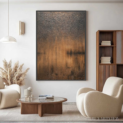 BUYARTVIEW Earthen Echo – Heavily Textured Wabi Sabi Abstract Painting - image 2