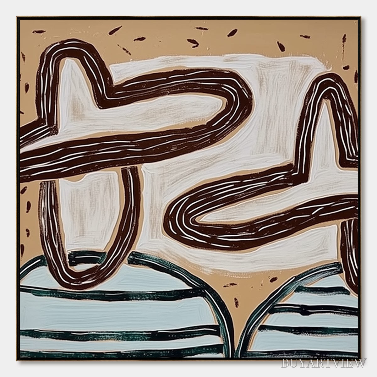BUYARTVIEW Grounded Flow – Wabi Sabi Inspired Abstract Painting with Earthy Tones - image 1