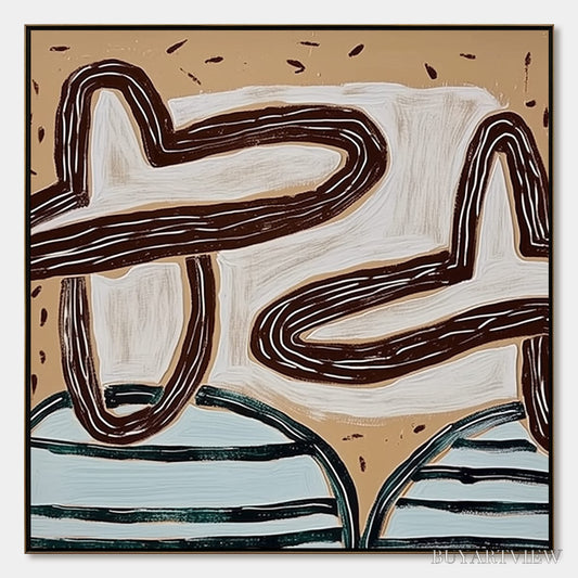 BUYARTVIEW Grounded Flow – Wabi Sabi Inspired Abstract Painting with Earthy Tones - image 1