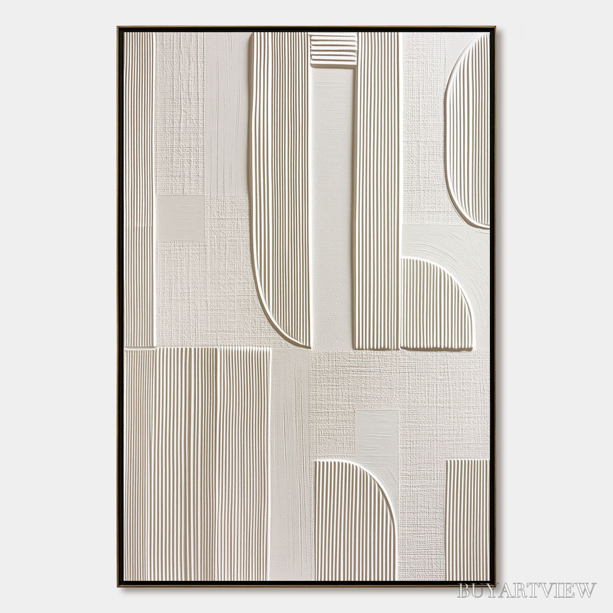 BUYARTVIEW Static Rhythm – Textured White Minimalist Abstract - image 1