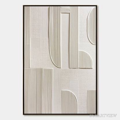 BUYARTVIEW Static Rhythm – Textured White Minimalist Abstract - image 1