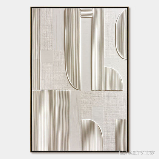 BUYARTVIEW Static Rhythm – Textured White Minimalist Abstract - image 1