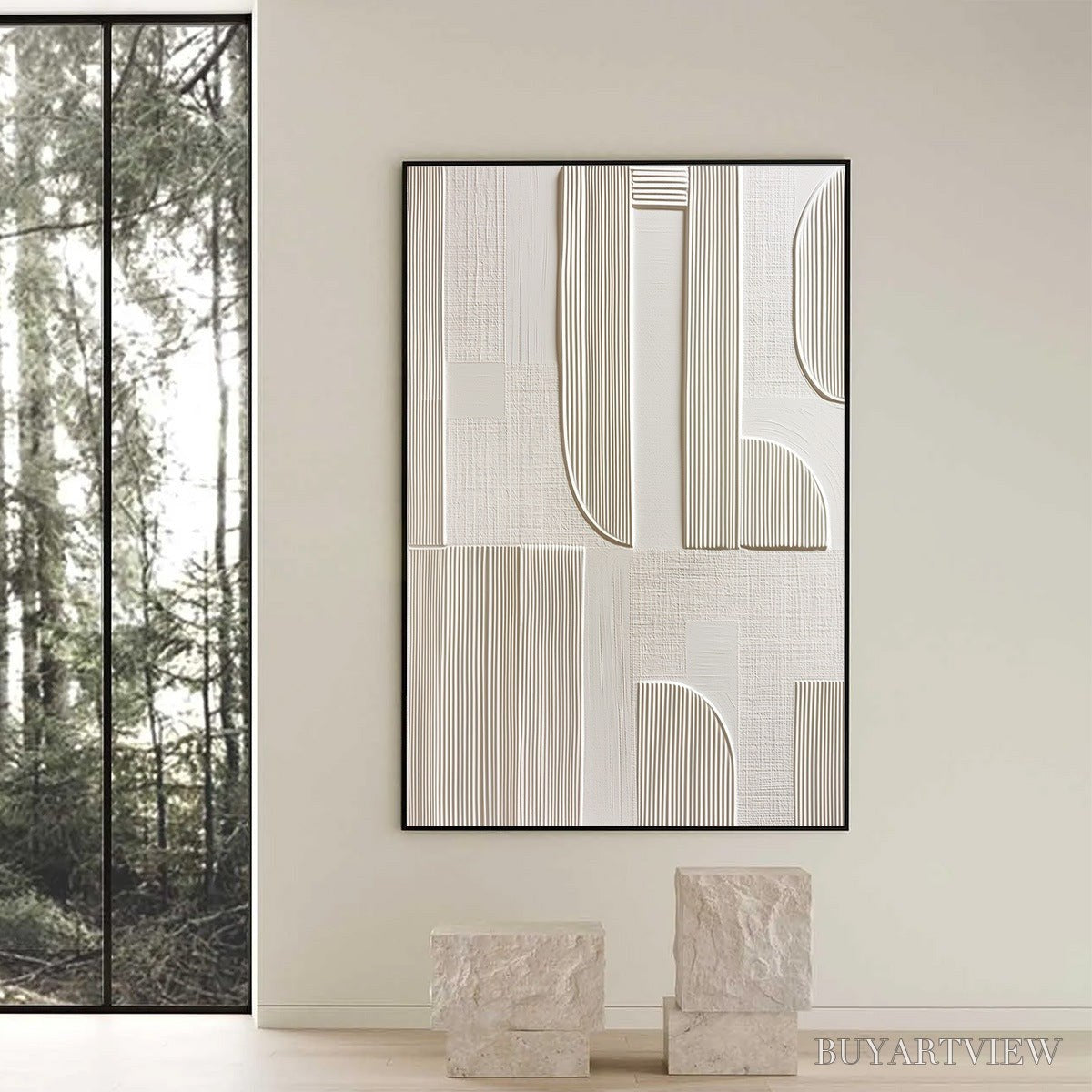BUYARTVIEW Static Rhythm – Textured White Minimalist Abstract - image 6
