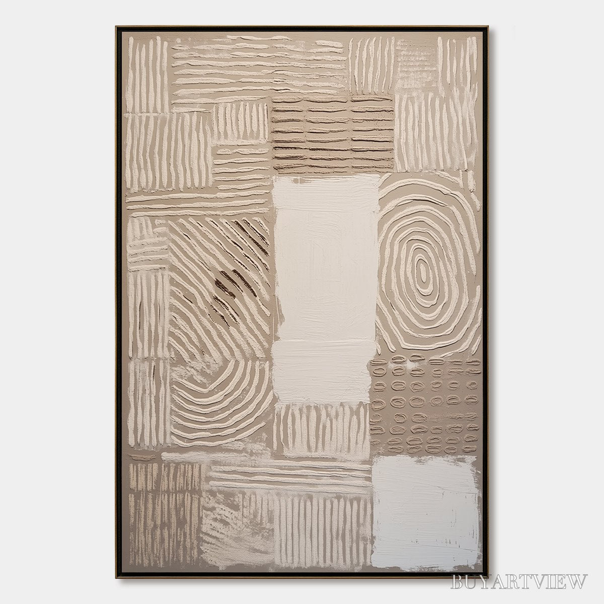 BUYARTVIEW Earthen Weave – Textured Wabi Sabi Abstract Painting in Neutral Tones - image 1