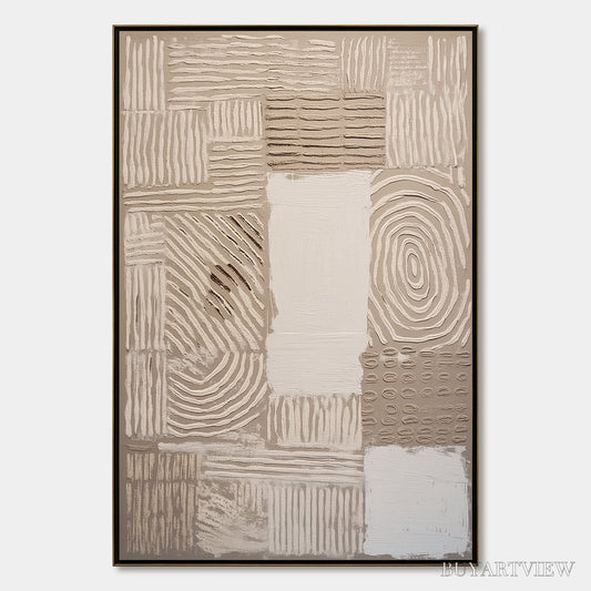 BUYARTVIEW Earthen Weave – Textured Wabi Sabi Abstract Painting in Neutral Tones - image 1