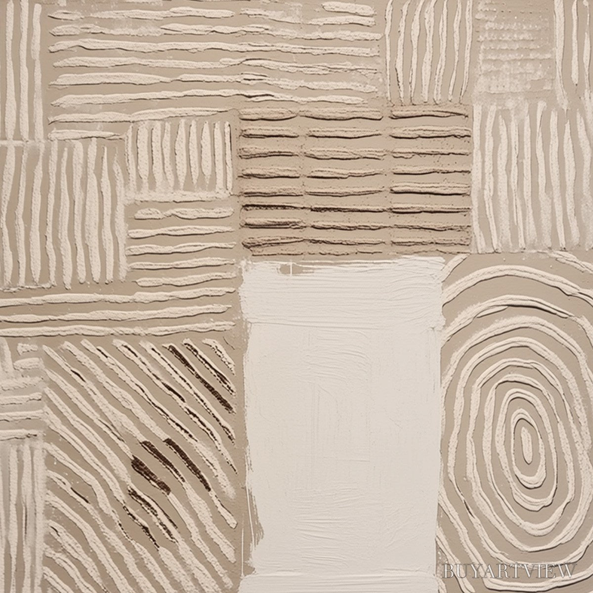 BUYARTVIEW Earthen Weave – Textured Wabi Sabi Abstract Painting in Neutral Tones - image 3