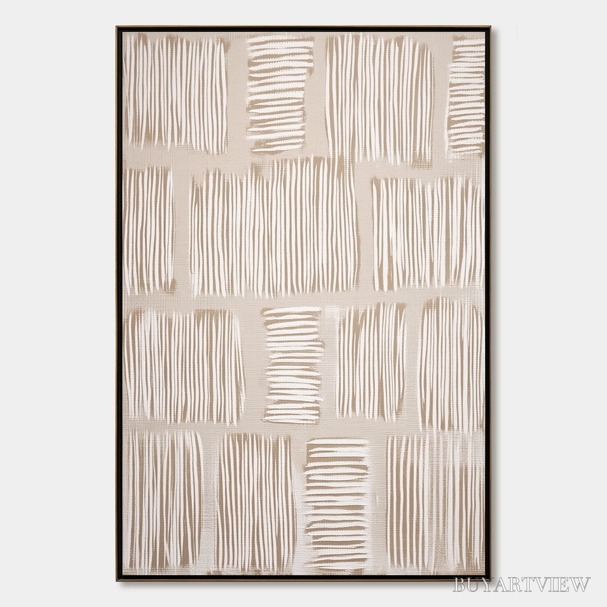 BUYARTVIEW Woven Paths – Textured Wabi Sabi Abstract Painting in Neutral Tones - image 1