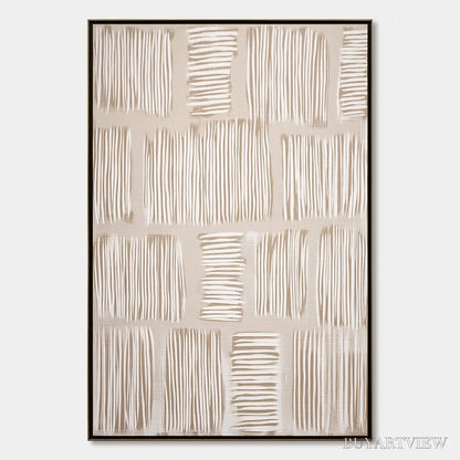BUYARTVIEW Woven Paths – Textured Wabi Sabi Abstract Painting in Neutral Tones - image 1