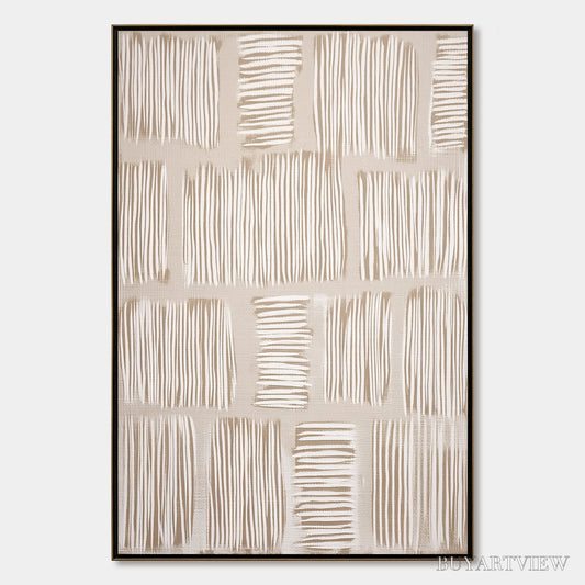 BUYARTVIEW Woven Paths – Textured Wabi Sabi Abstract Painting in Neutral Tones - image 1